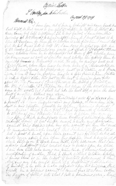Letter: To Samuel Wesley (1662-1735) from Samuel Wesley Jr. (1690-1739), August 29, 1719 (handwritten copy) Letter: To Samuel Wesley (1662-1735) from Samuel Wesley Jr. (1690-1739), August 29, 1719 (handwritten copy)