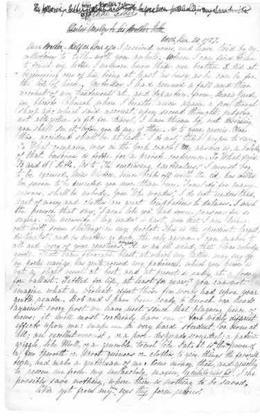 Letter: To John Wesley from Charles Wesley (1707-1788), January 20, 1727 (handwritten copy)