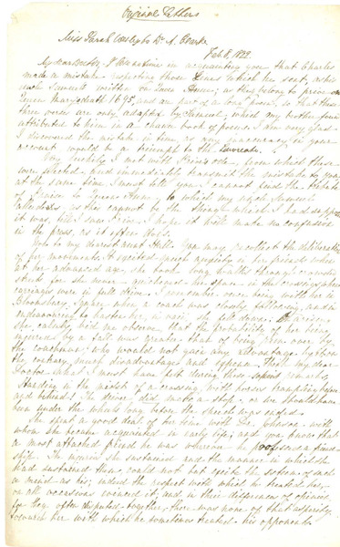 Letter: To Adam Clarke from Sarah Wesley (1759-1828), February 8, 1822 (handwritten copy)